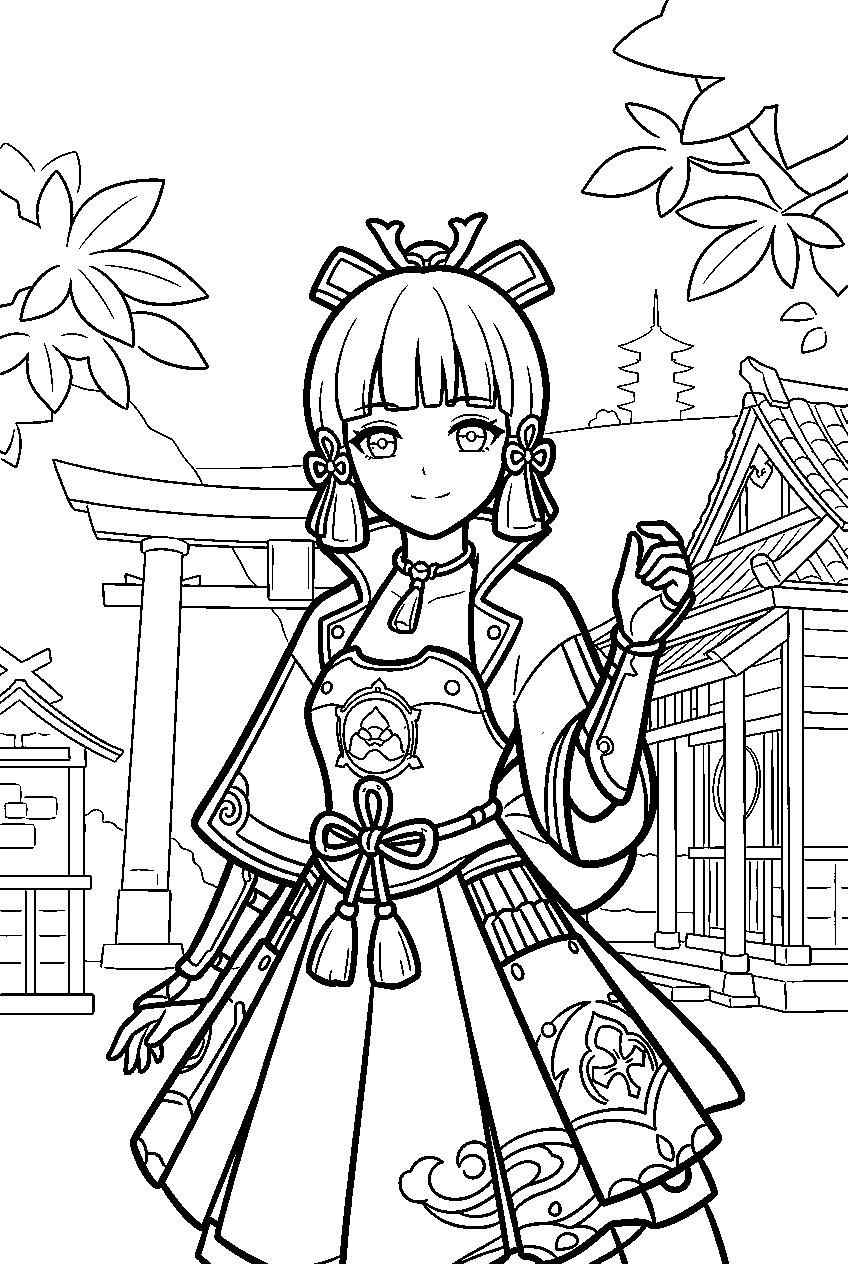 genshin impact characters in inazuma city line art