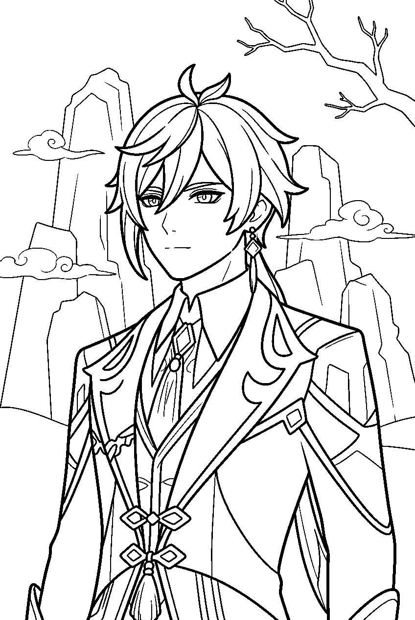 genshin impact characters in jueyun karst line art