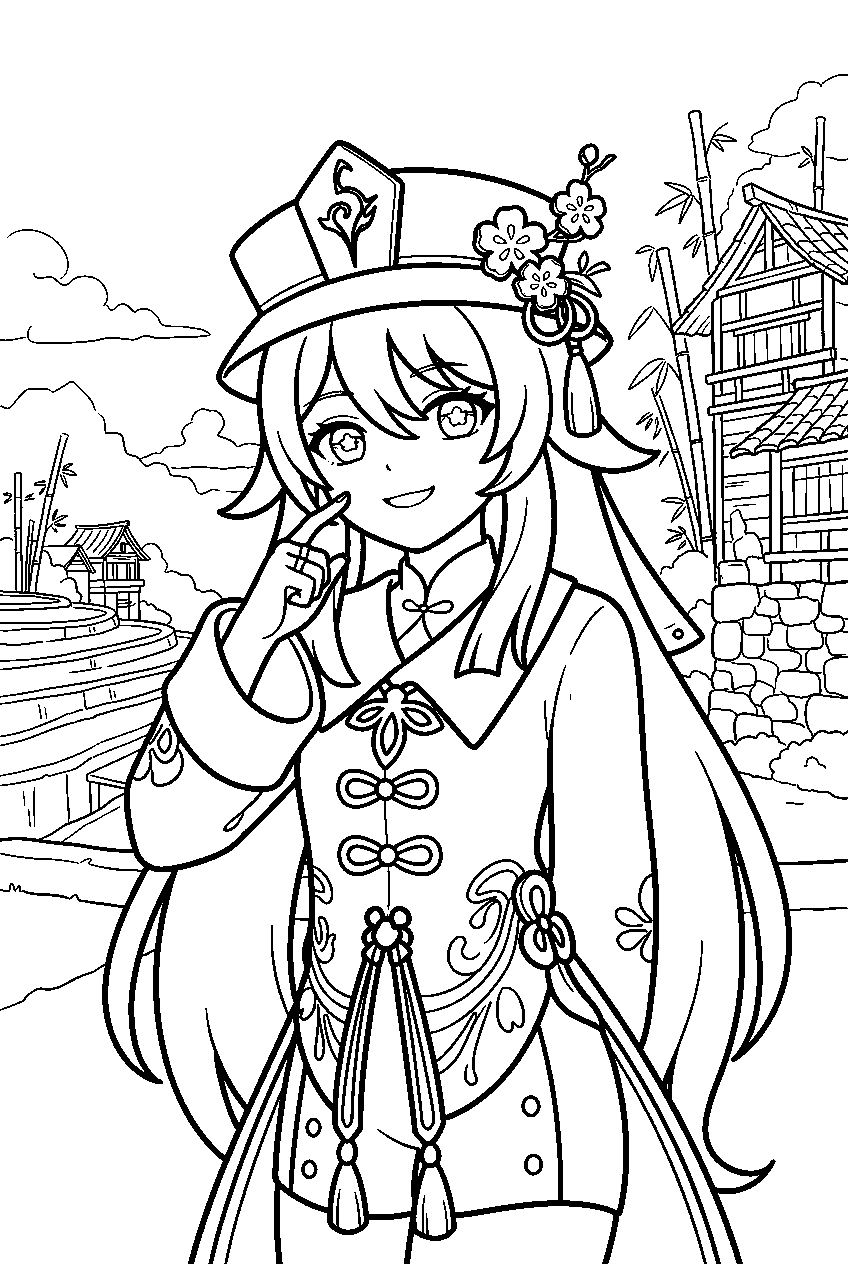 genshin impact characters in qingce village line art