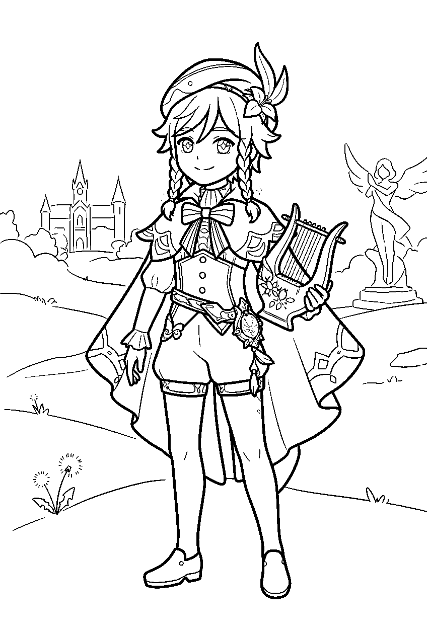 genshin impact characters in starfell valley line art