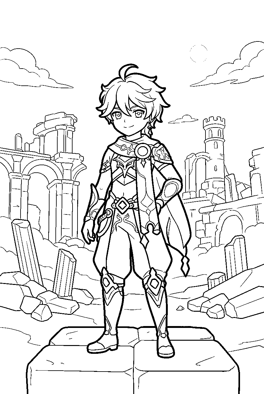 genshin impact characters in stormterror s lair line art