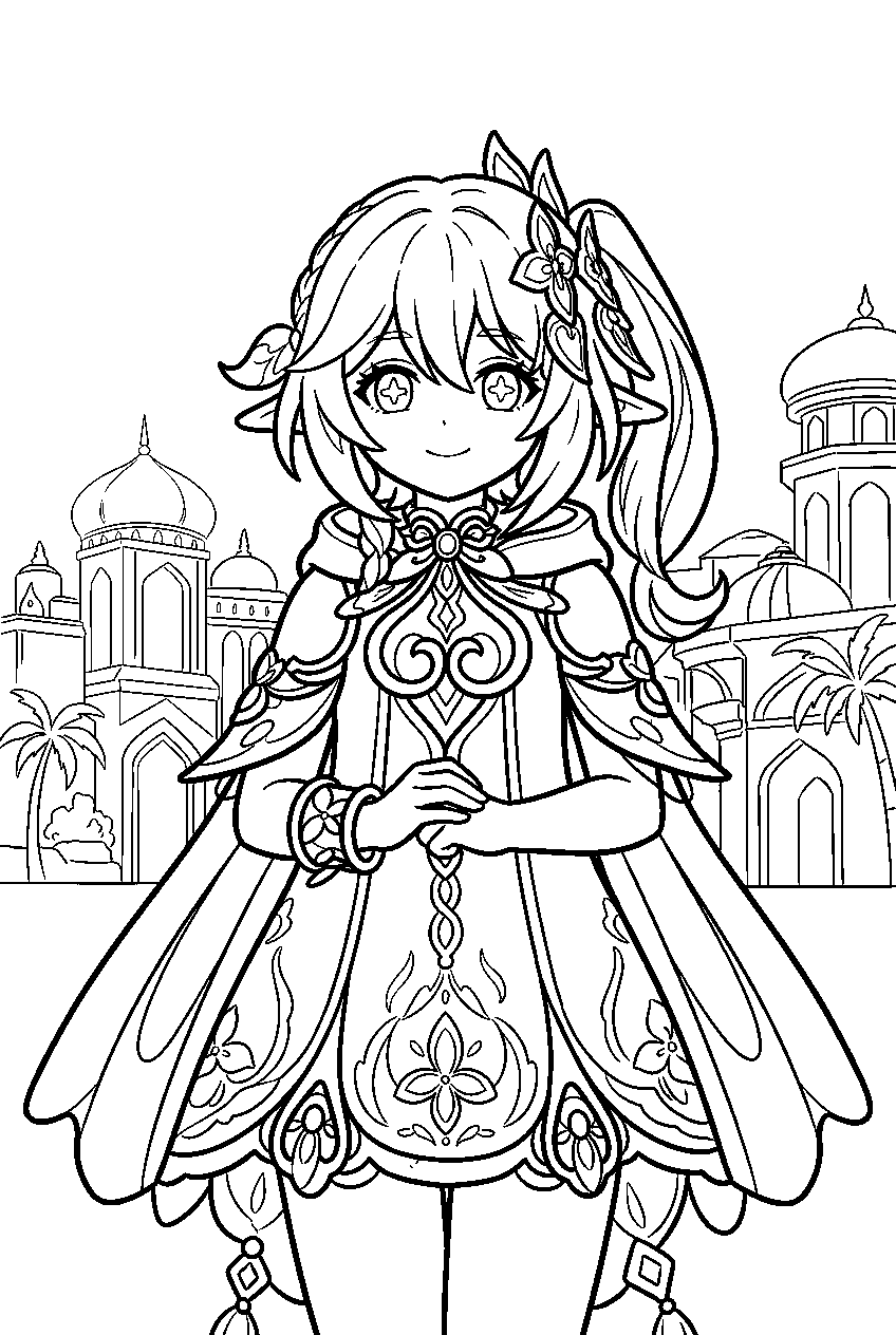 genshin impact characters in sumeru city line art