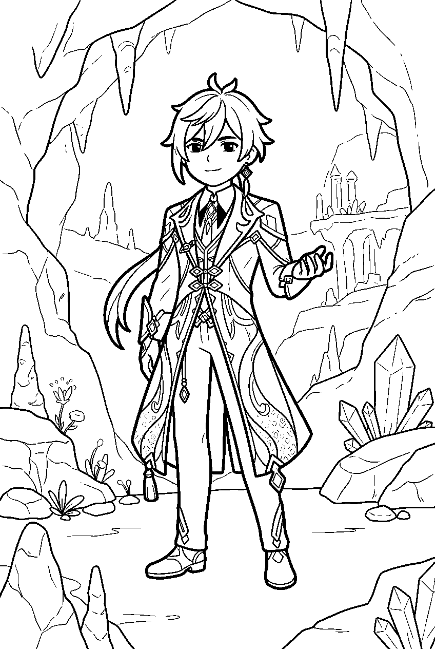 genshin impact characters in the chasm line art