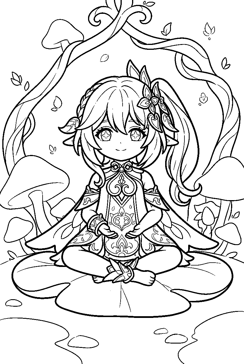 genshin impact characters in vanarana line art
