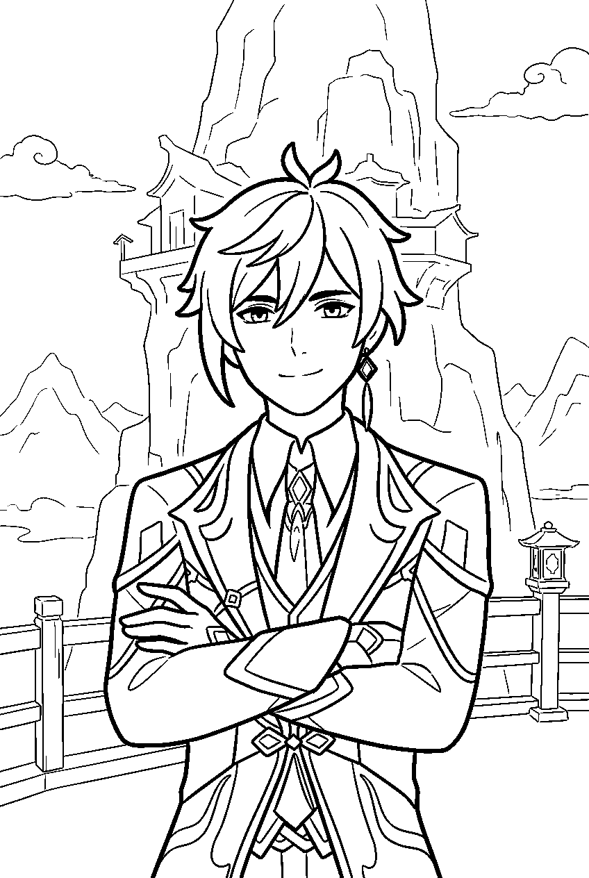 genshin impact characters in wangshu inn line art