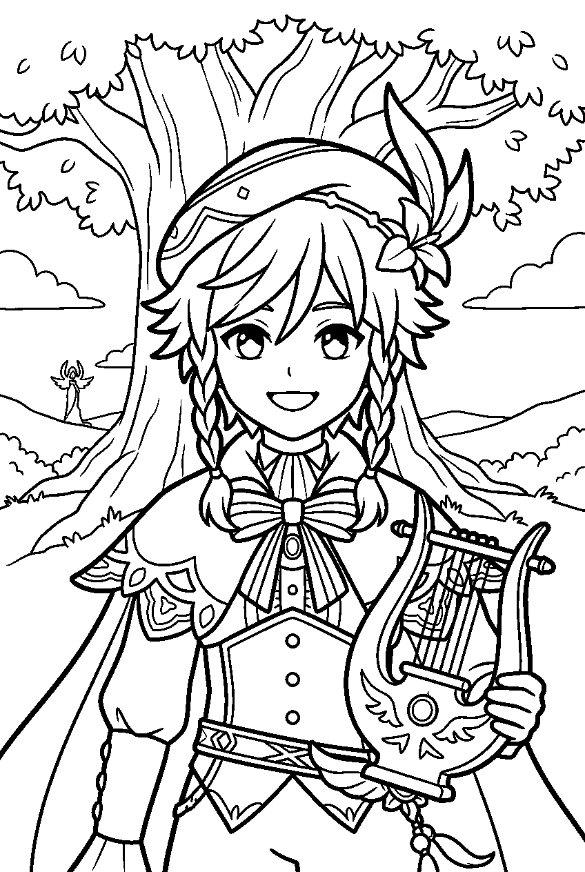 genshin impact characters in windrise line art