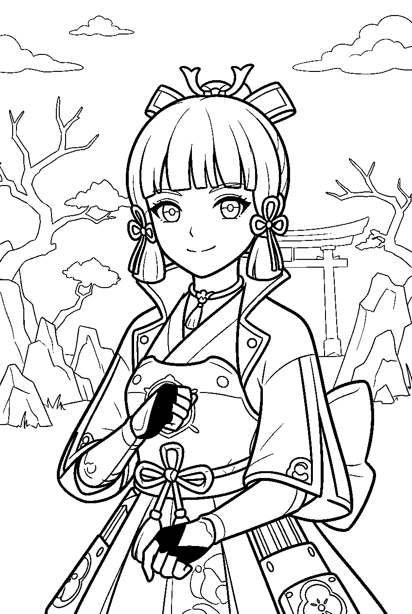 genshin impact characters in yashiori island line art