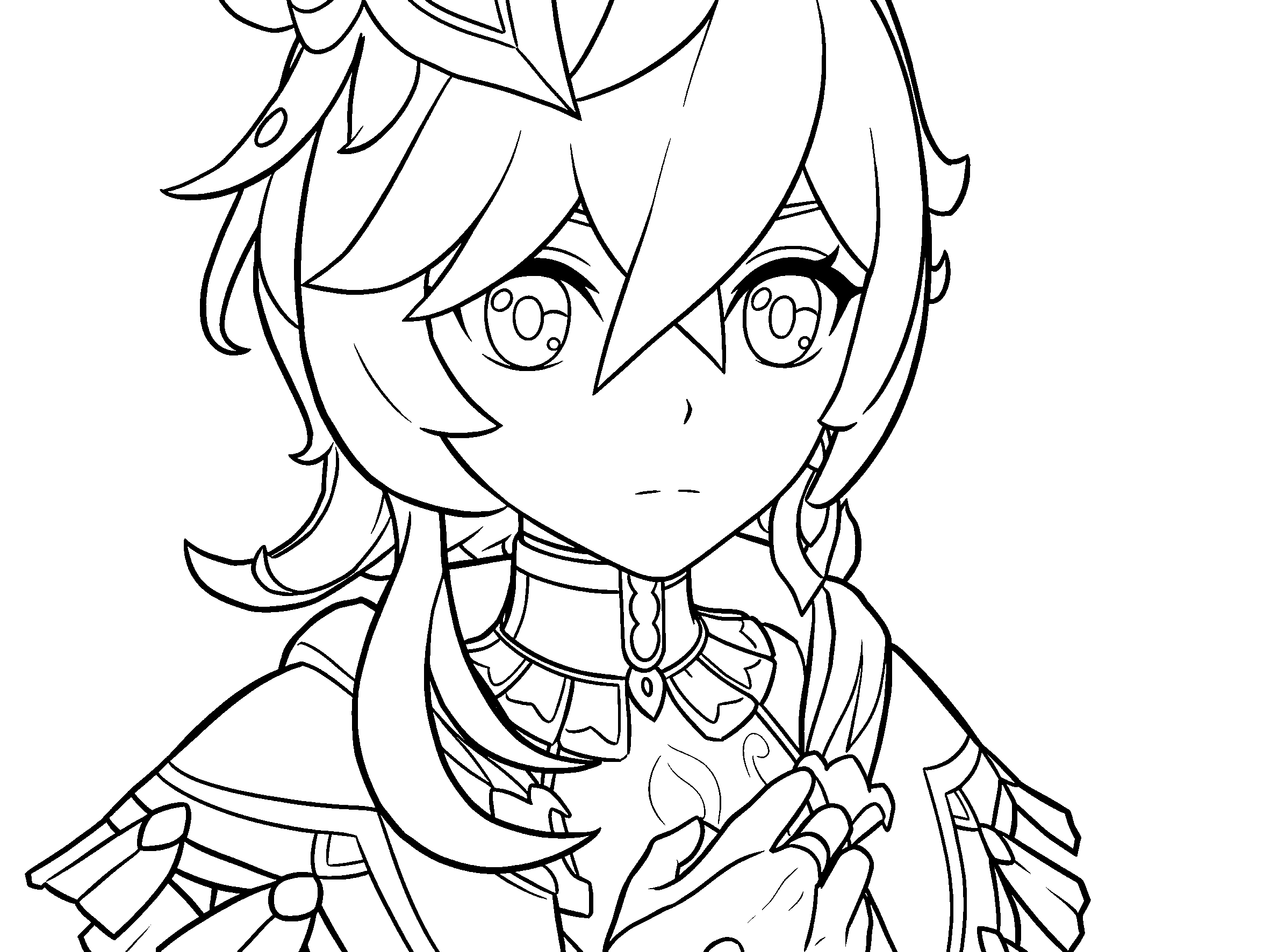 genshin impact collei line art anime character sheet