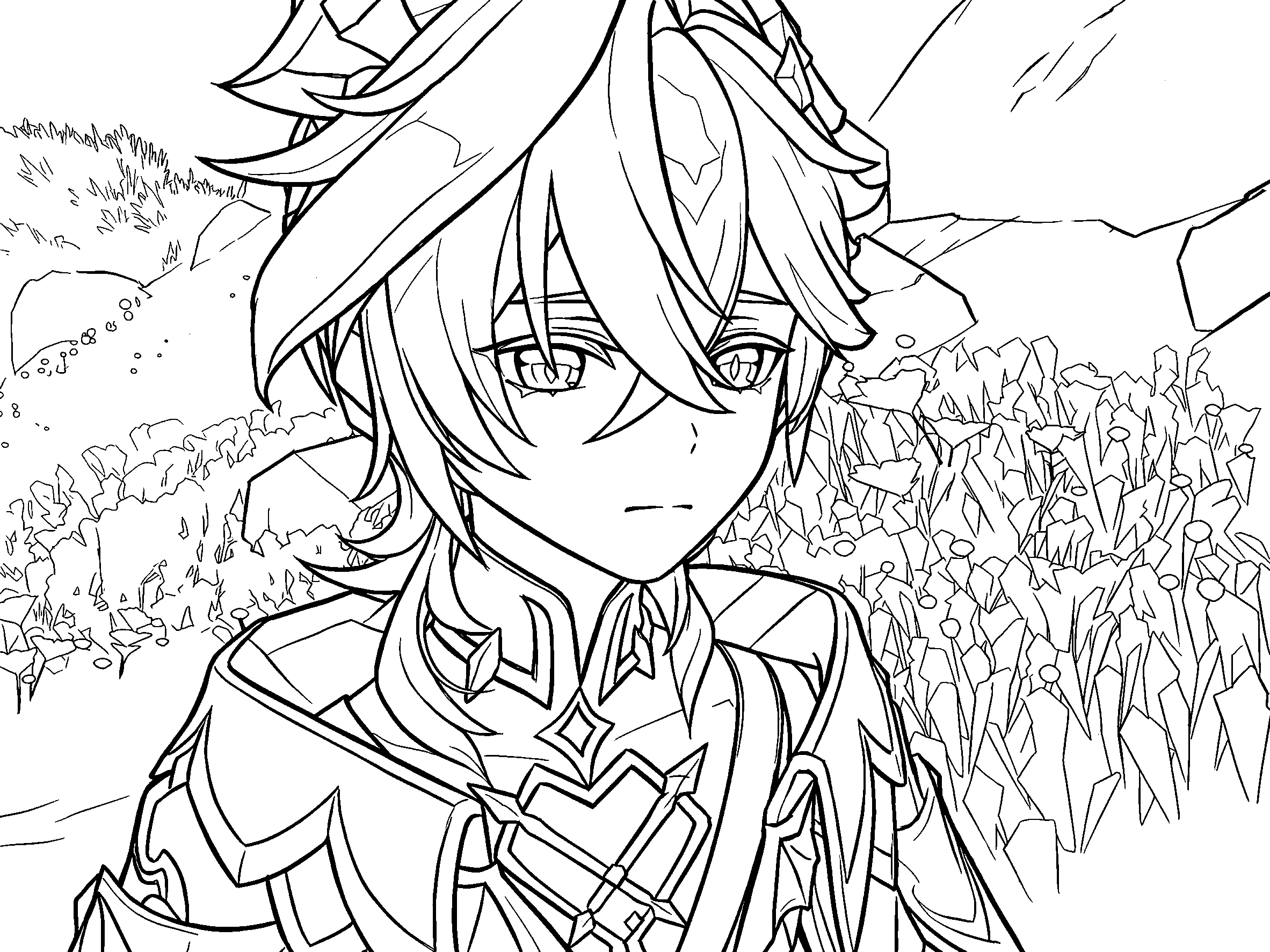 genshin impact durin human form page anime lineart sheet