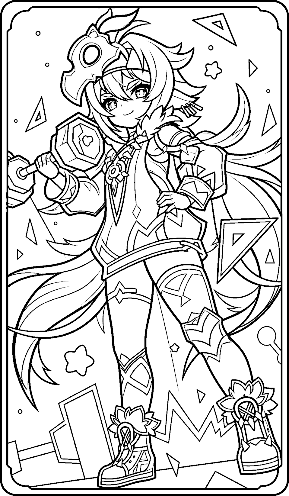 genshin impact iansan boxing outfit line art natlan character lineart