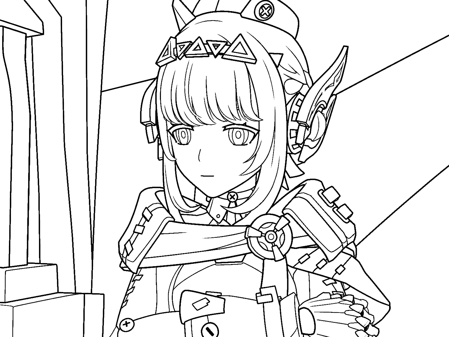 genshin impact ineffa character sheet anime lineart page