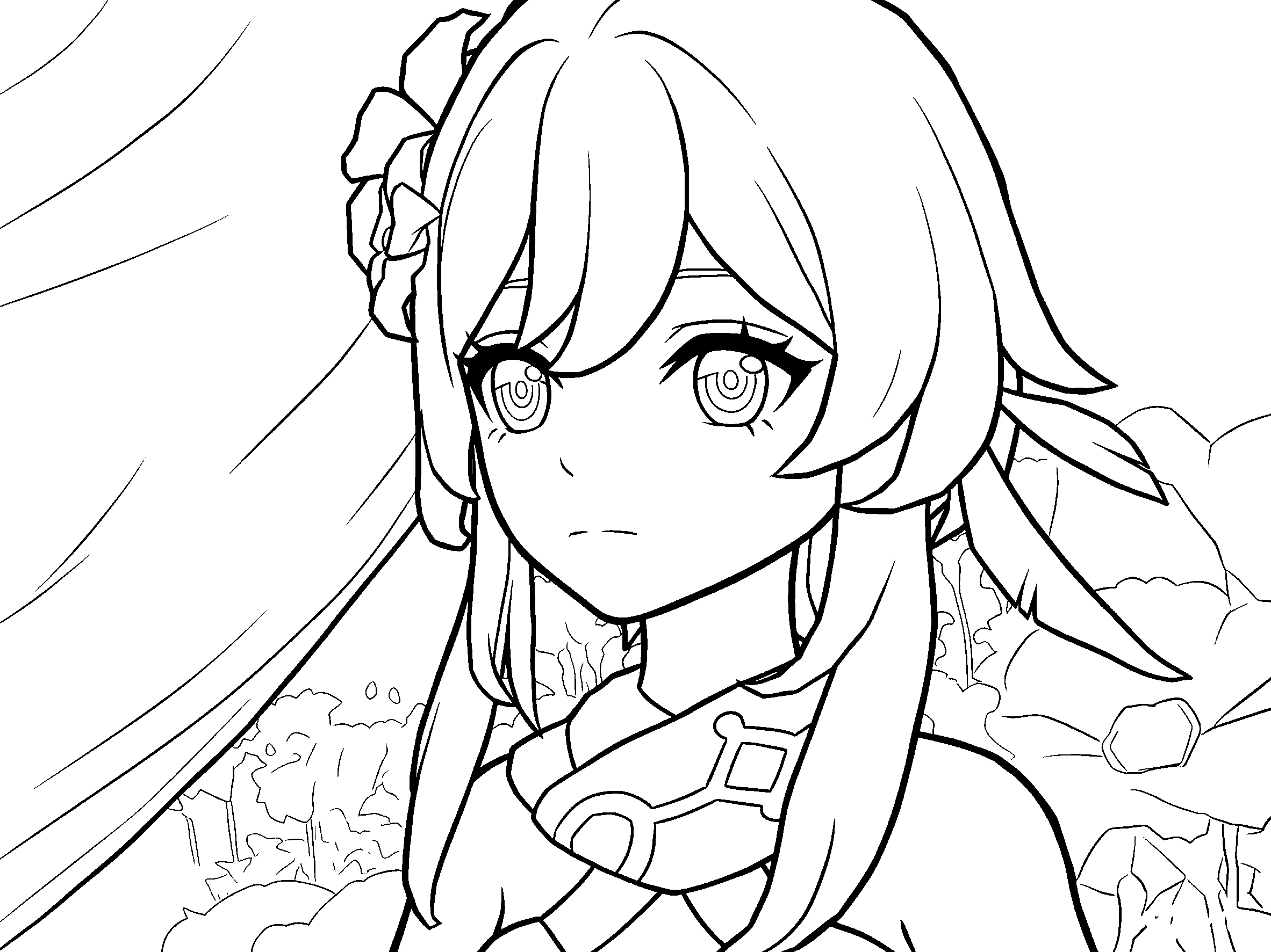 genshin impact lumine flower garden sheet anime outline