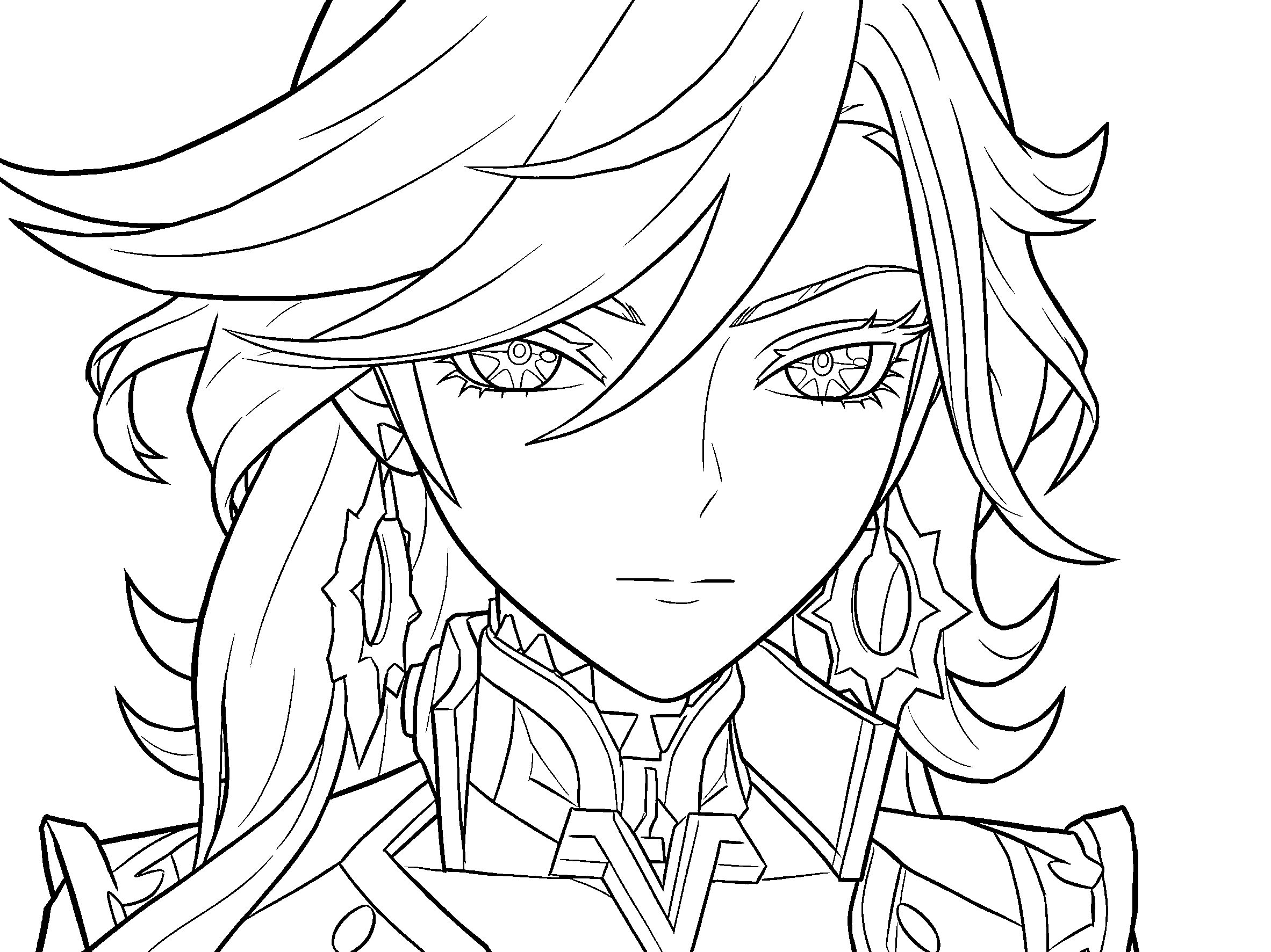 genshin impact mavuika line art powerful pyro archon lineart