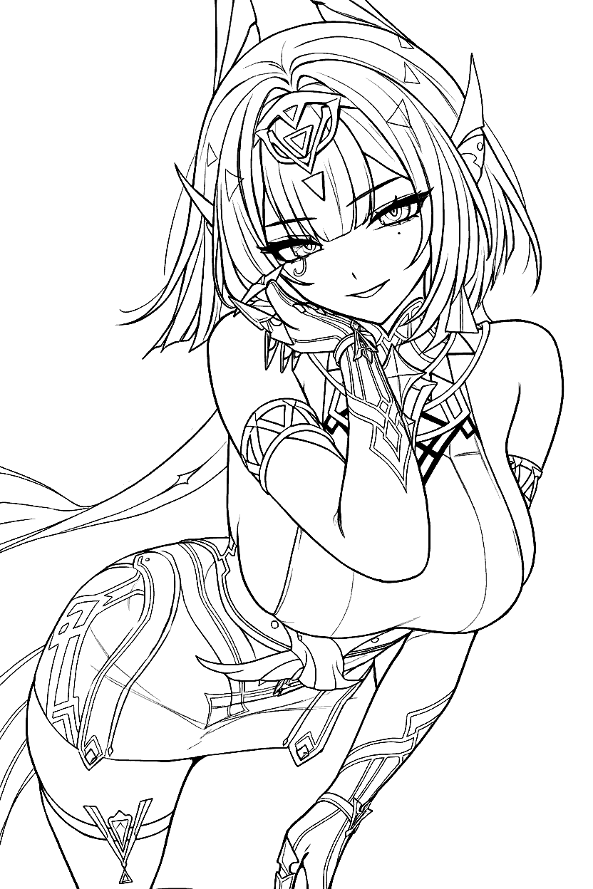 genshin impact nefer line art anime lineart