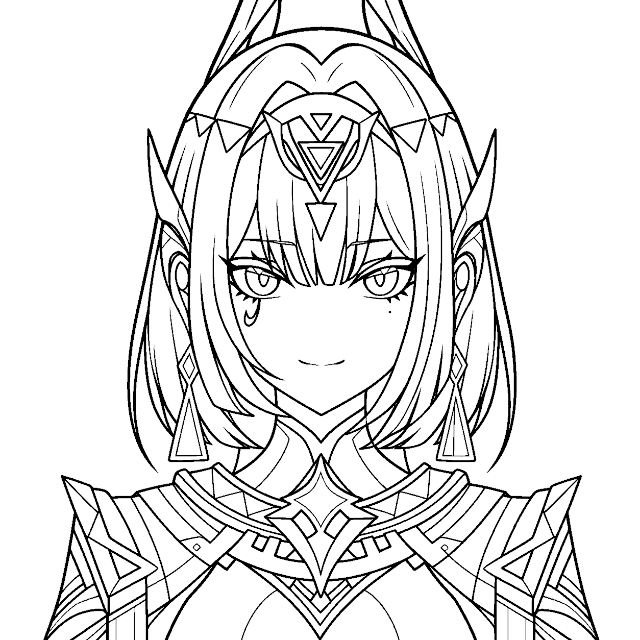genshin impact nefer portrait line art anime fanart