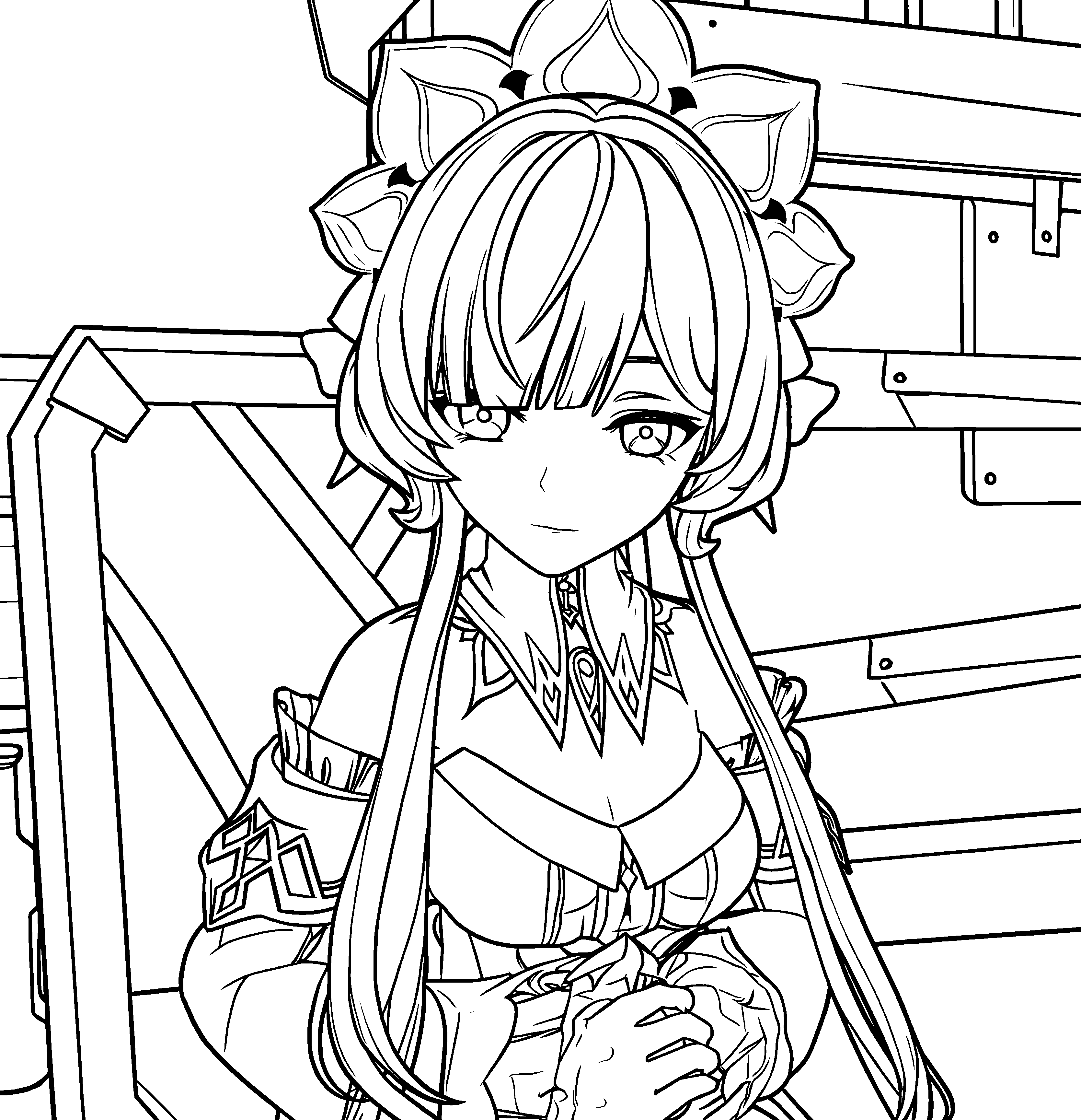genshin impact sandrone marionette lineart anime coloring sheet