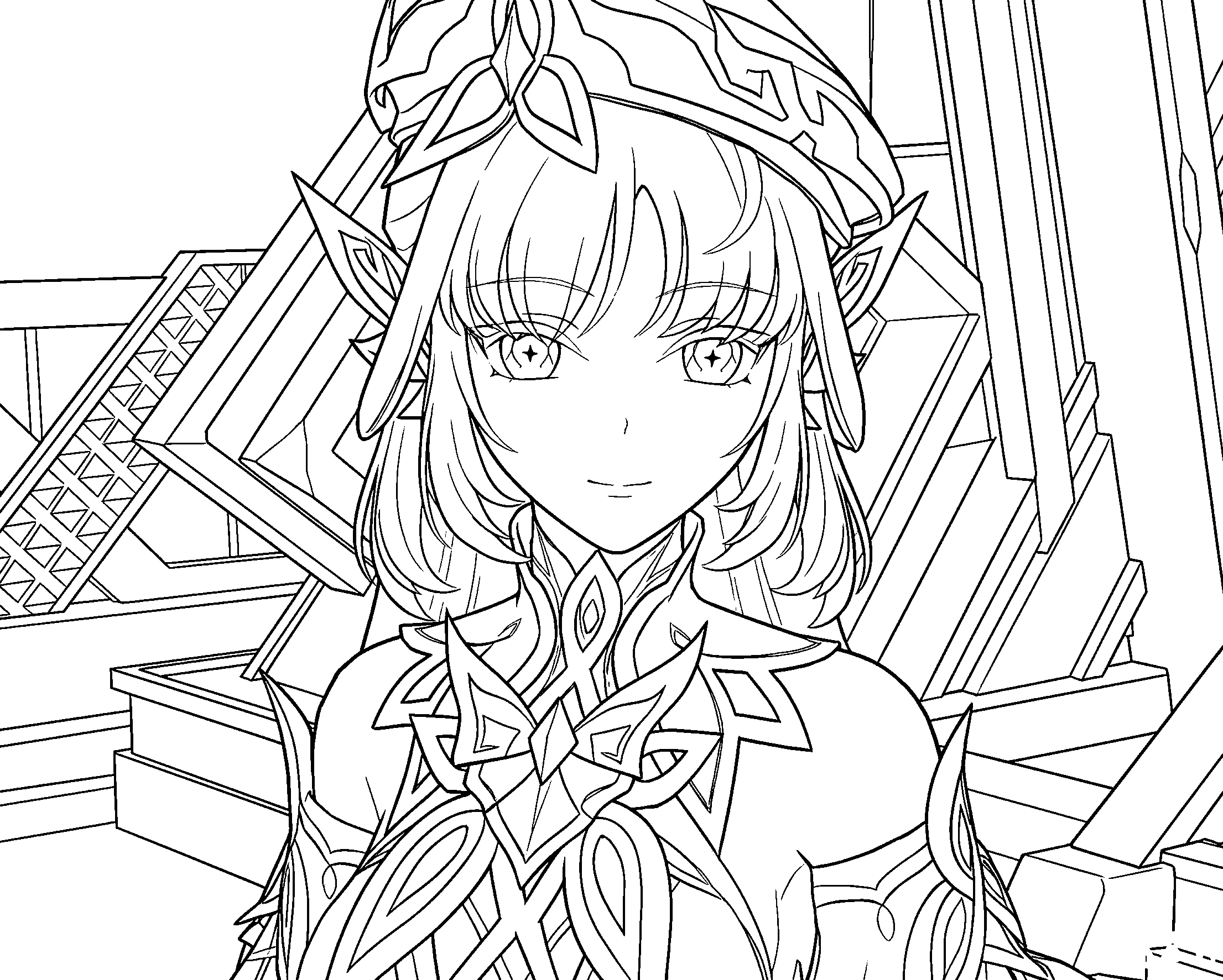 genshin impact witch nicole portrait sheet anime coloring