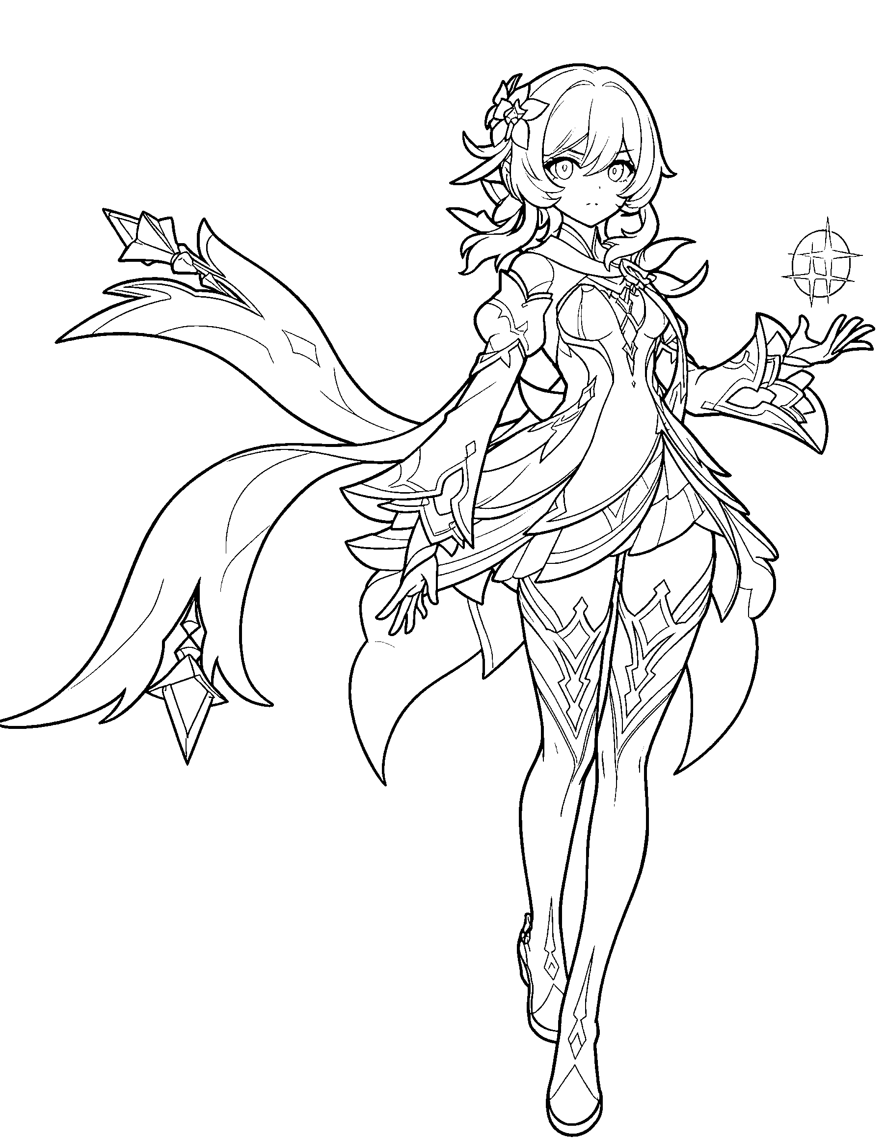 lumine magic star spark genshin impact full body line art