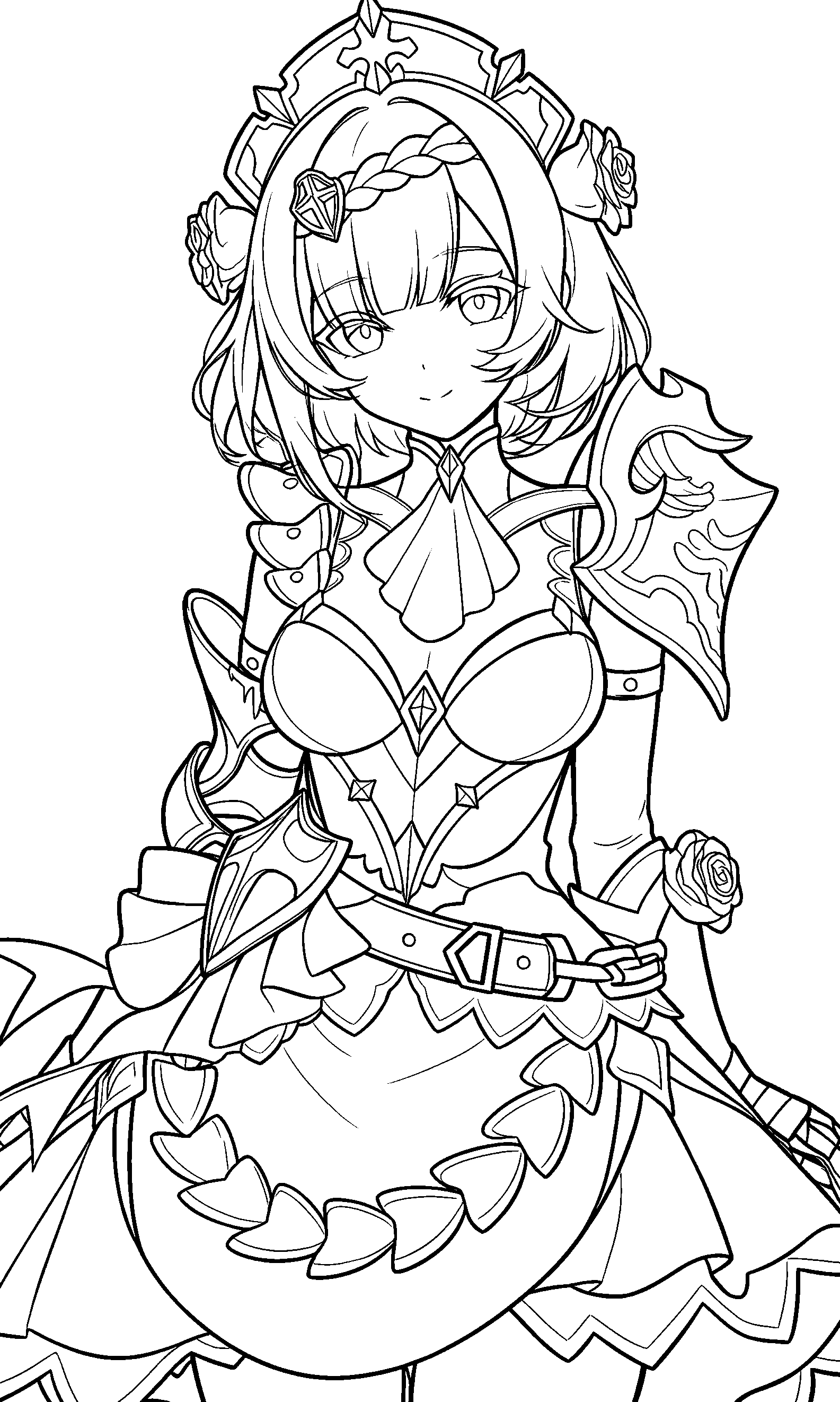 noelle favonius maid knight in armor beautiful genshin impact anime line art