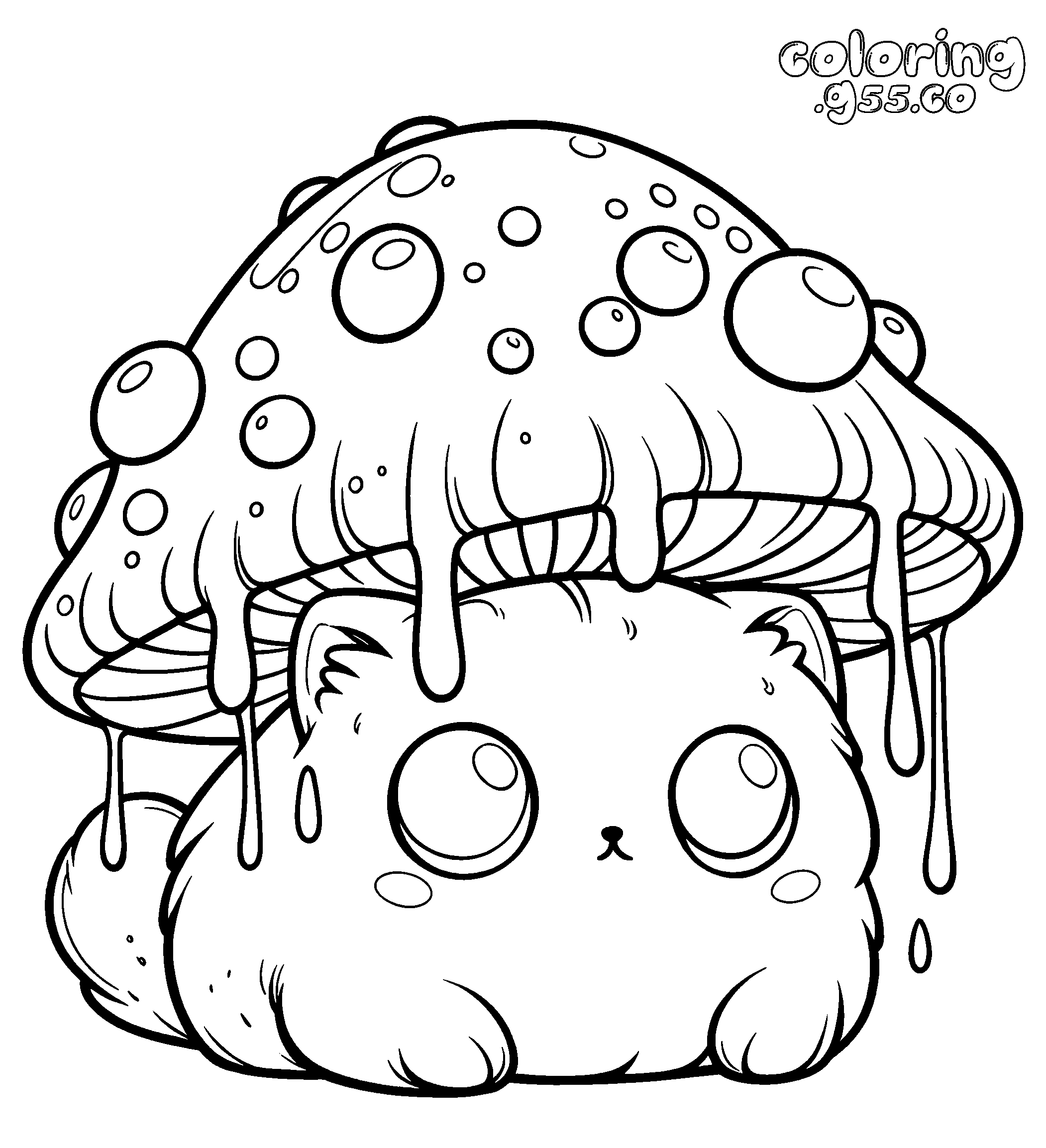 cute halloween mushroom cat line art