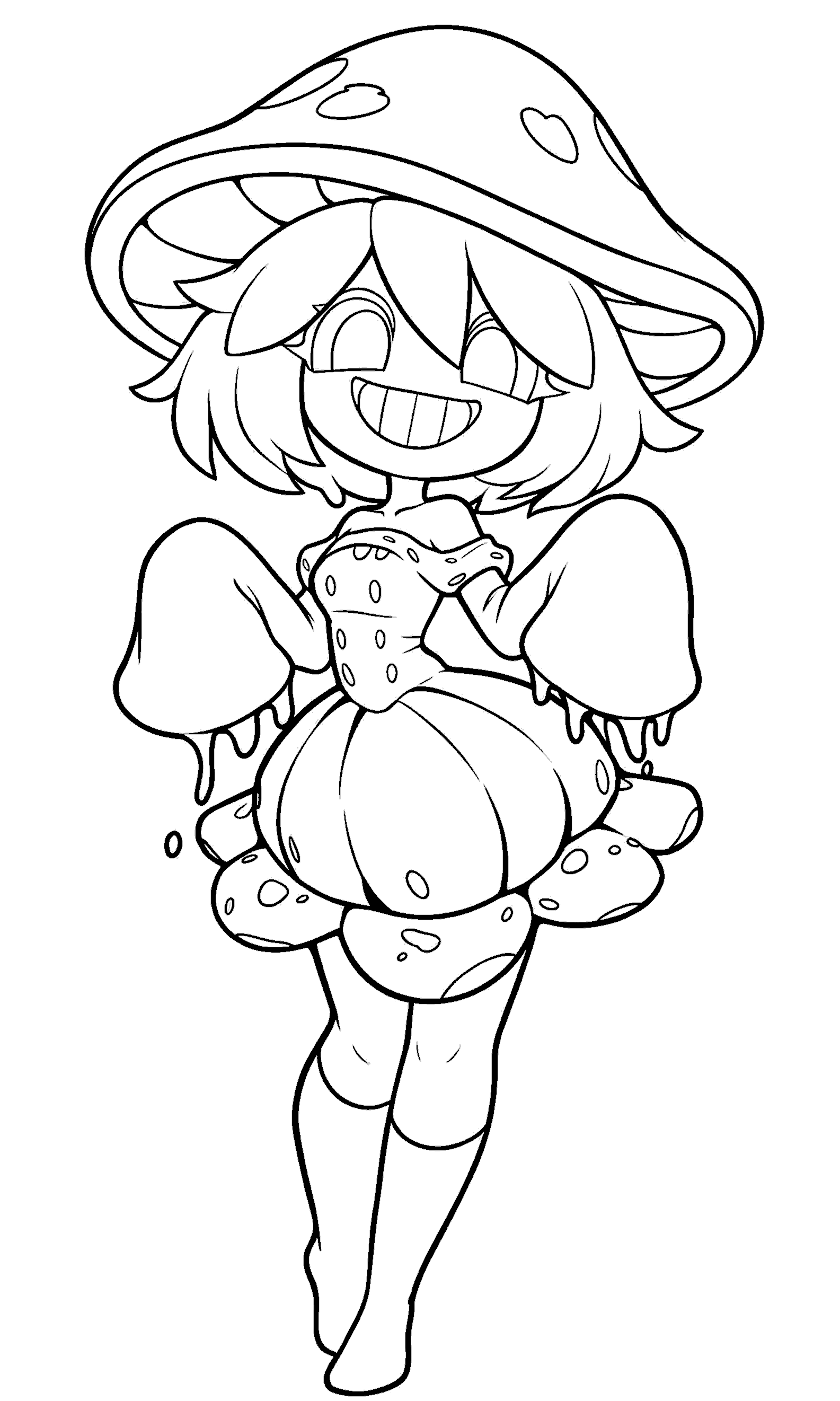 cute mushroom girl line art