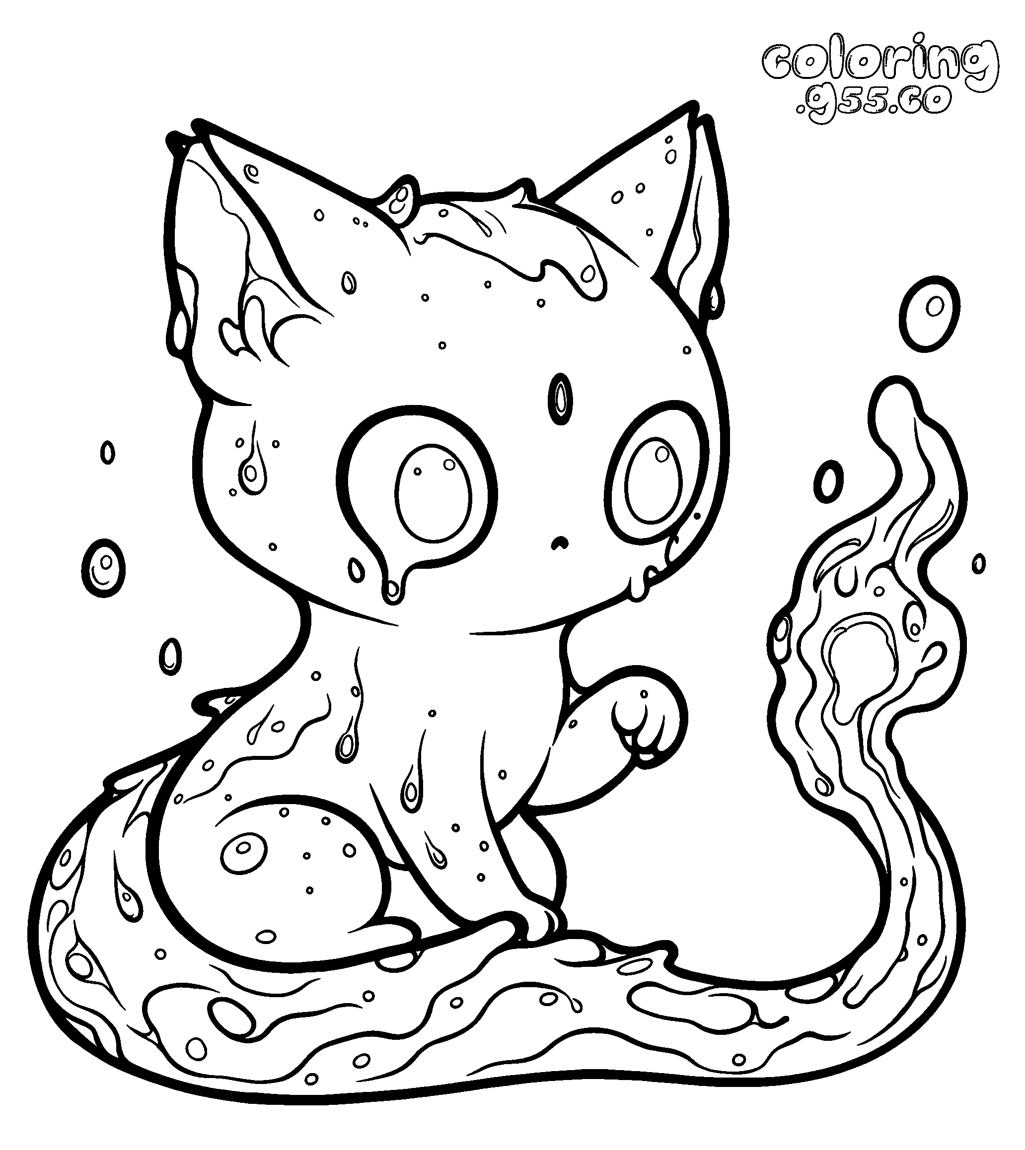 cute slime kitten halloween line art