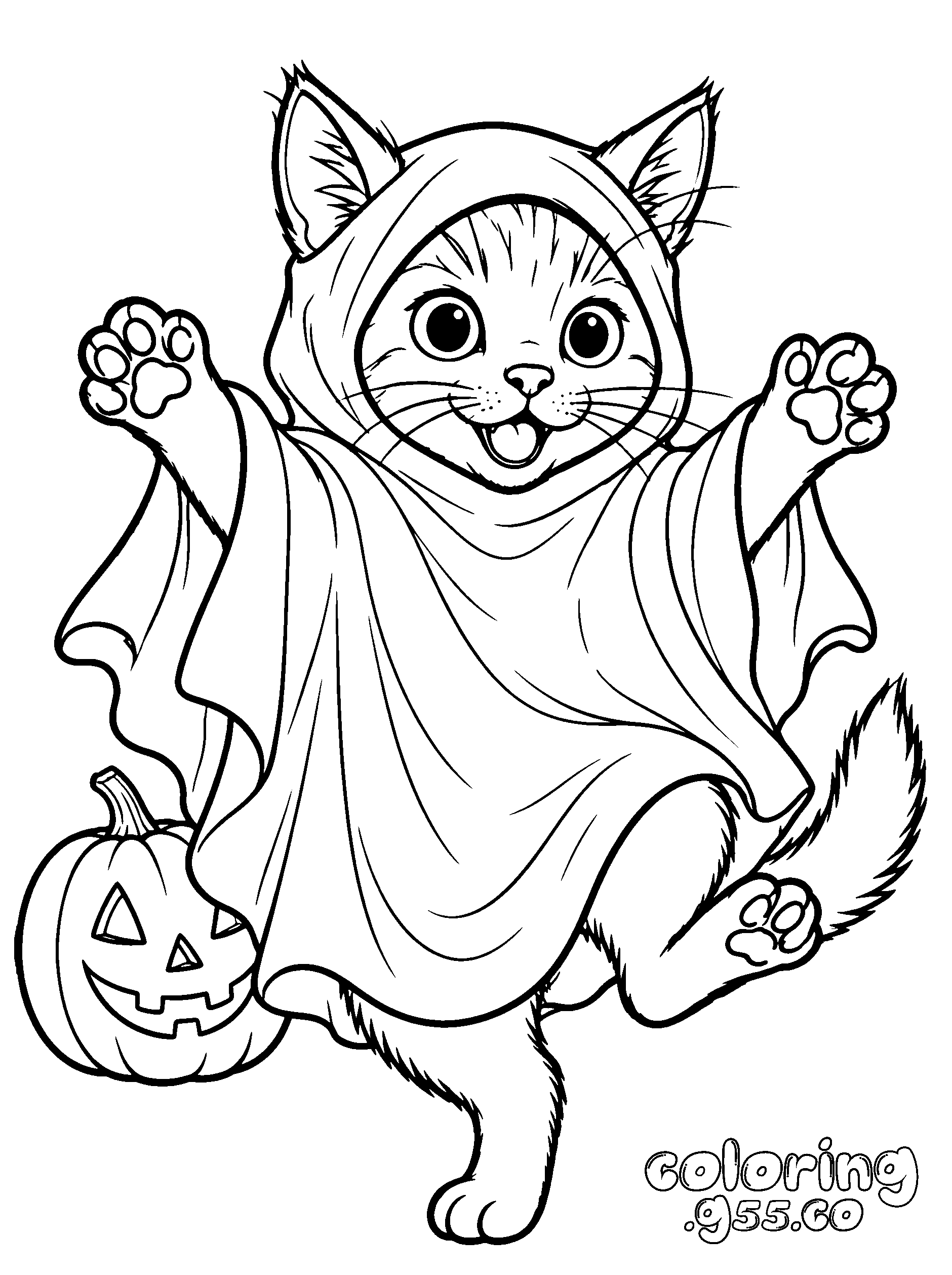 cute ghost cat halloween line art