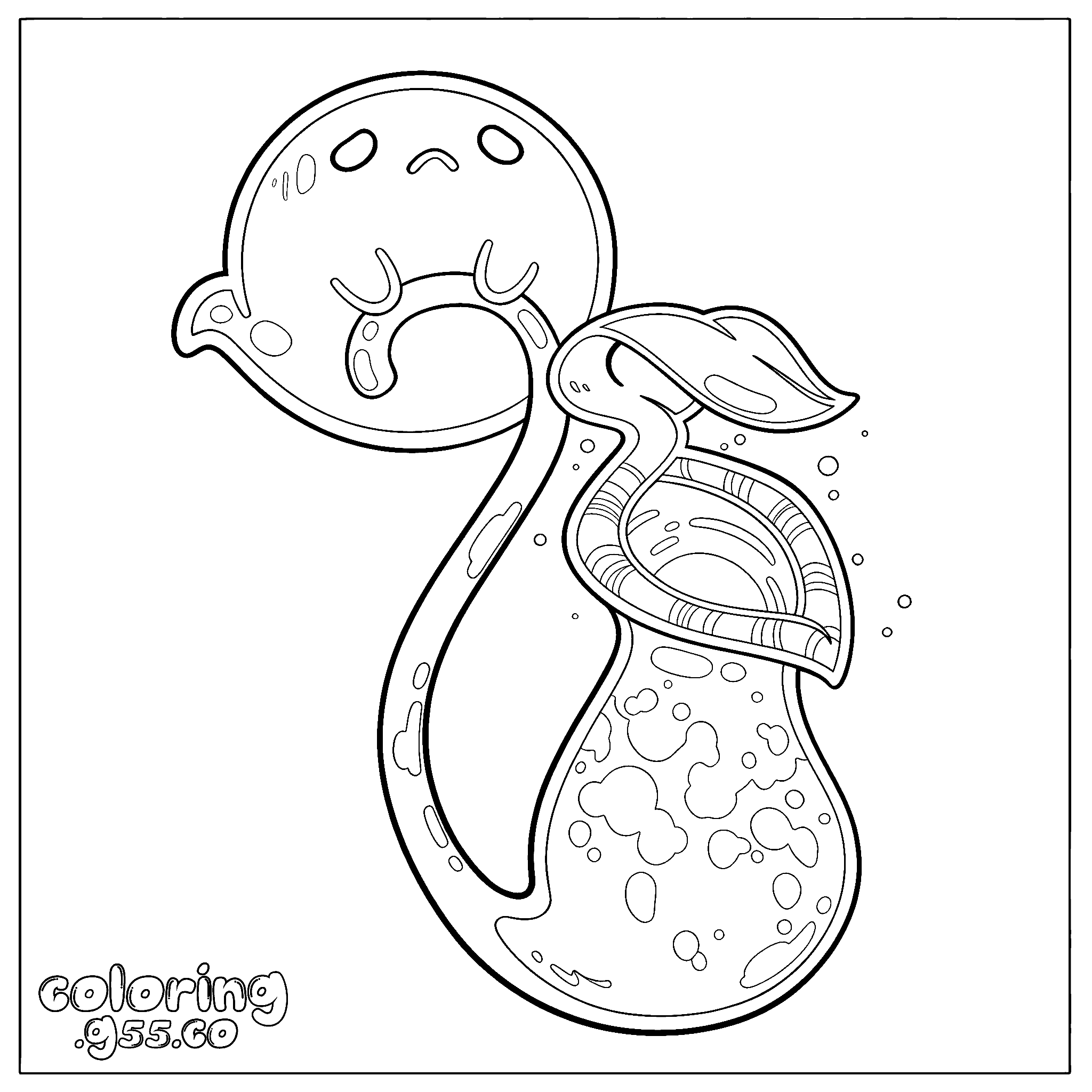 kawaii ghost pitcher plant line art for kids