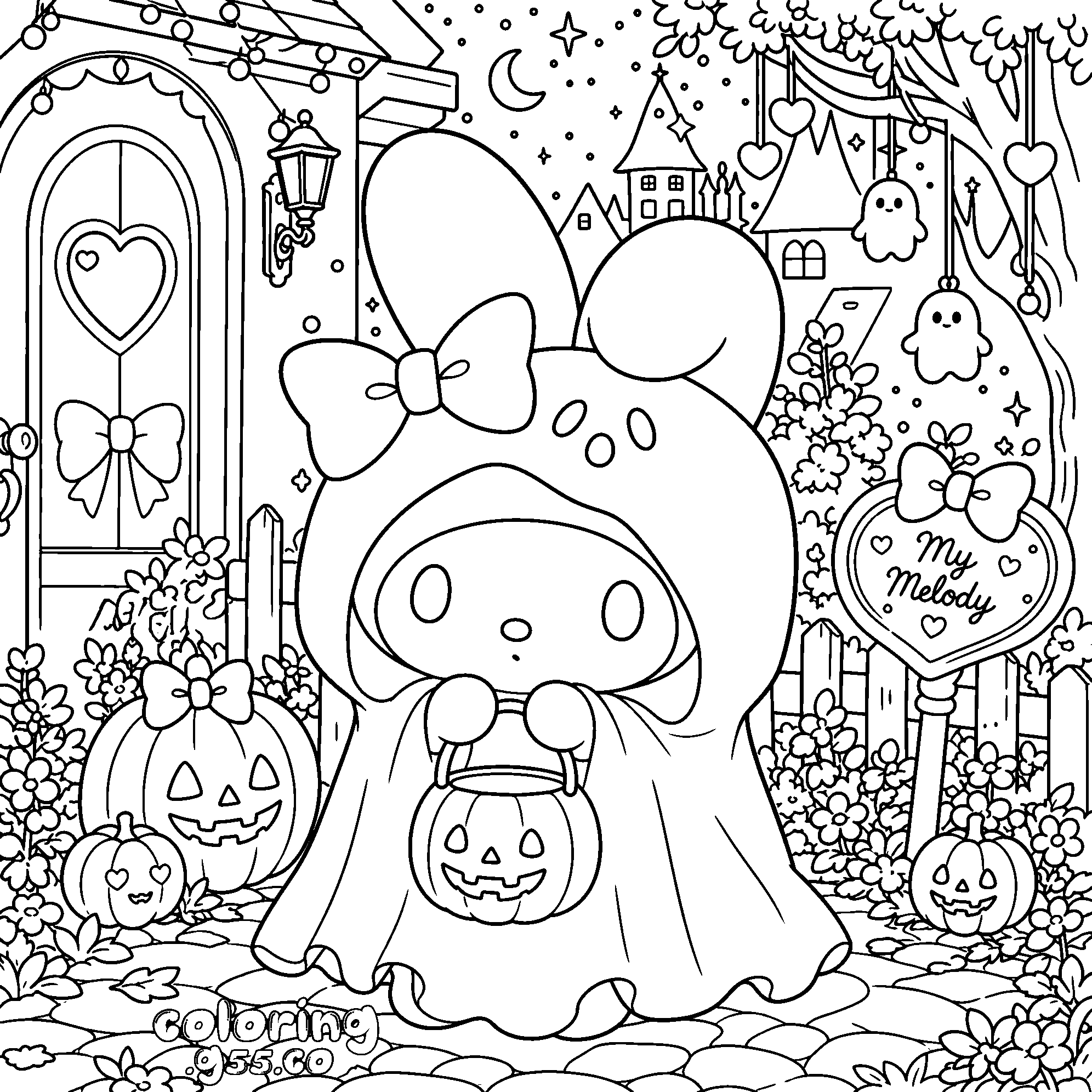 my melody halloween ghost costume line art