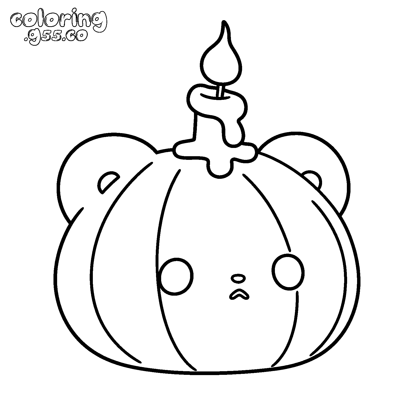 cute bear pumpkin candle line art
