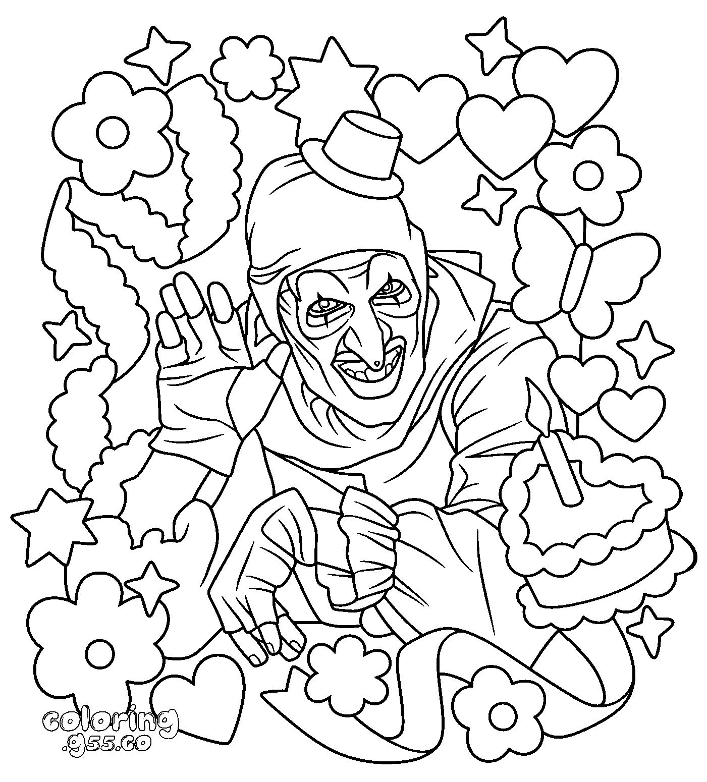 art the clown cake terrifier line art for kids