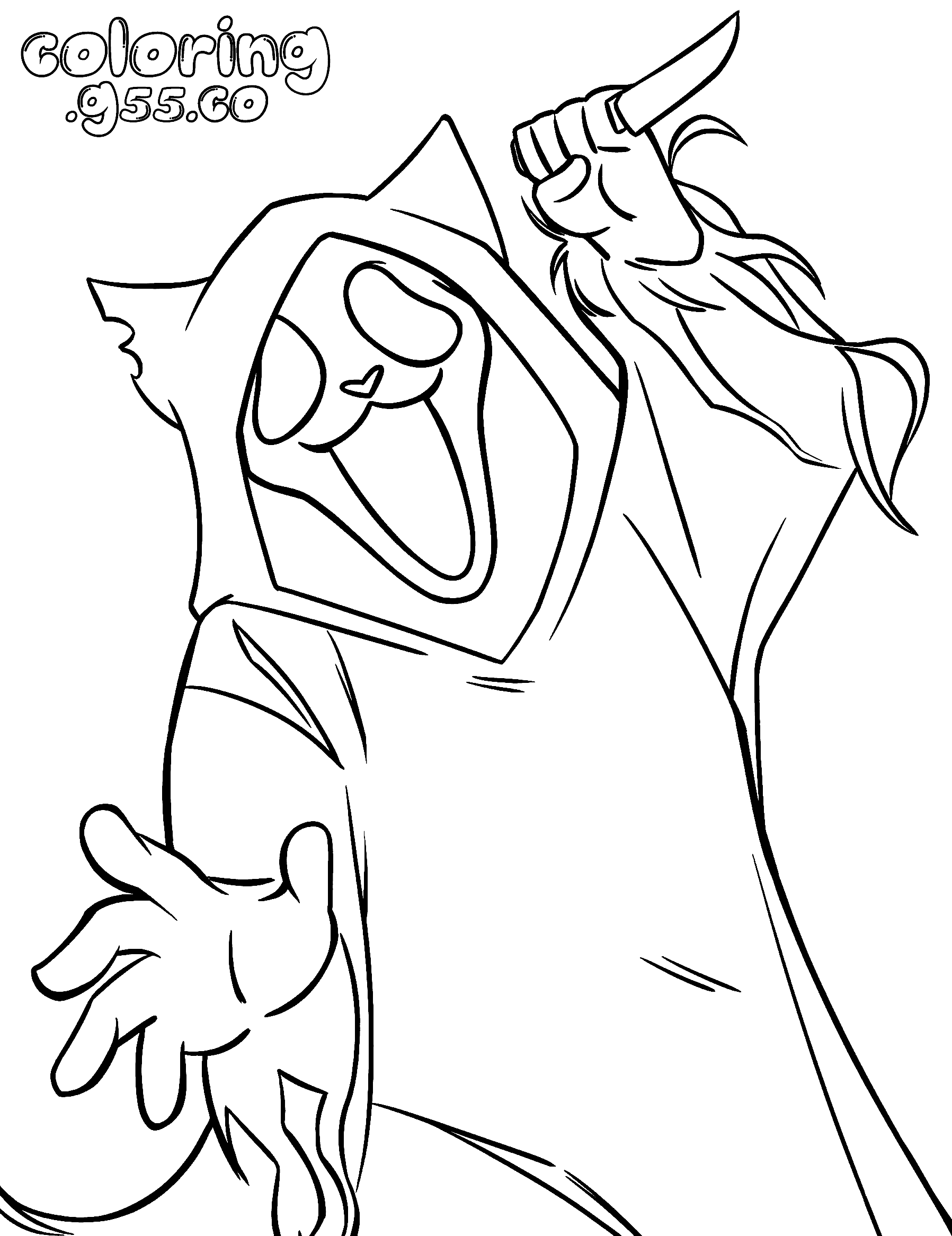 cute cat ghostface halloween line art for kids