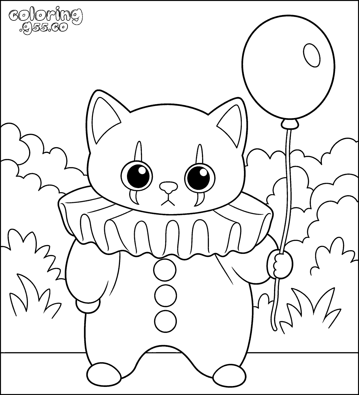 cute pennywise cat balloon line art