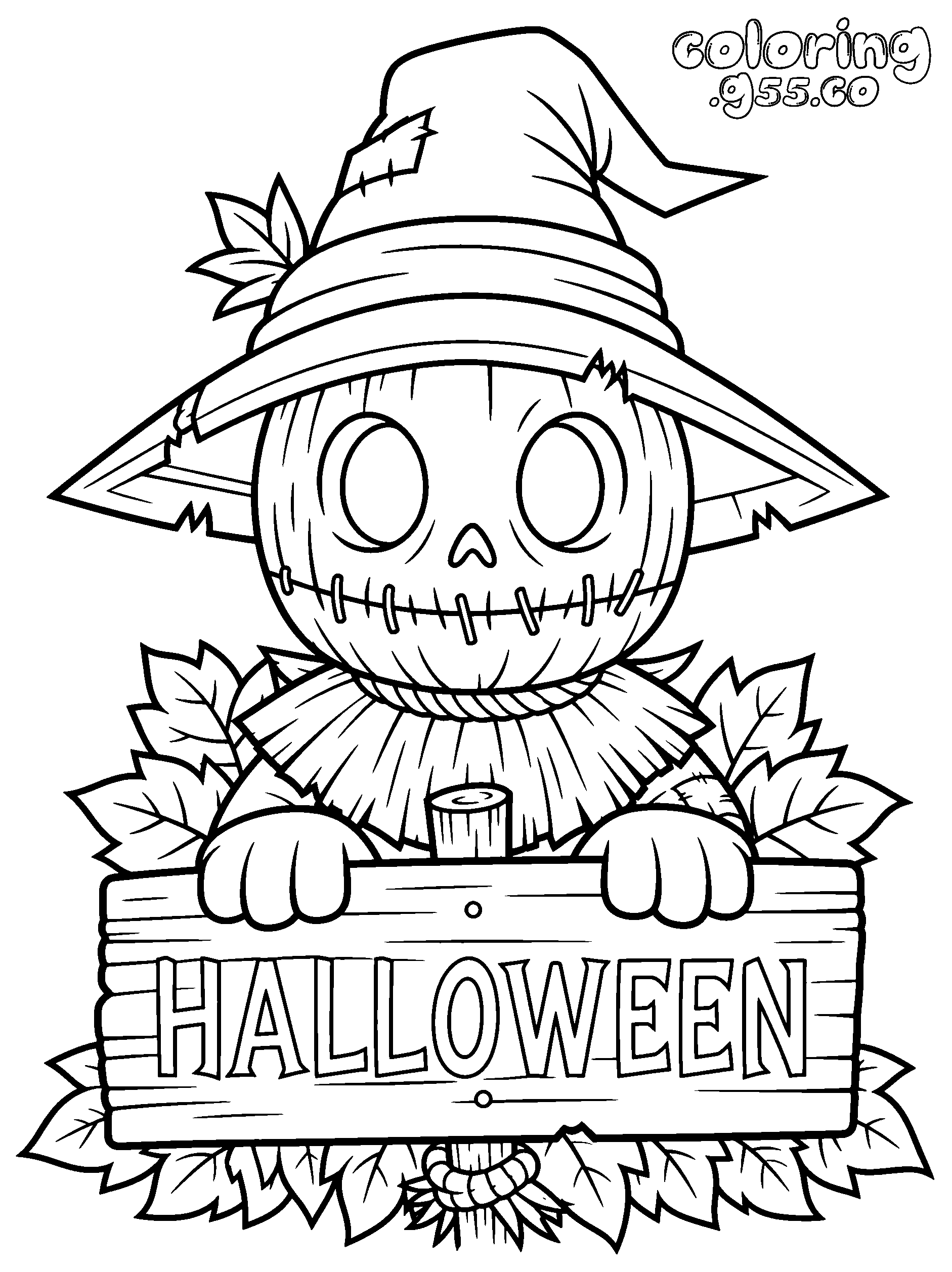 halloween scarecrow line art