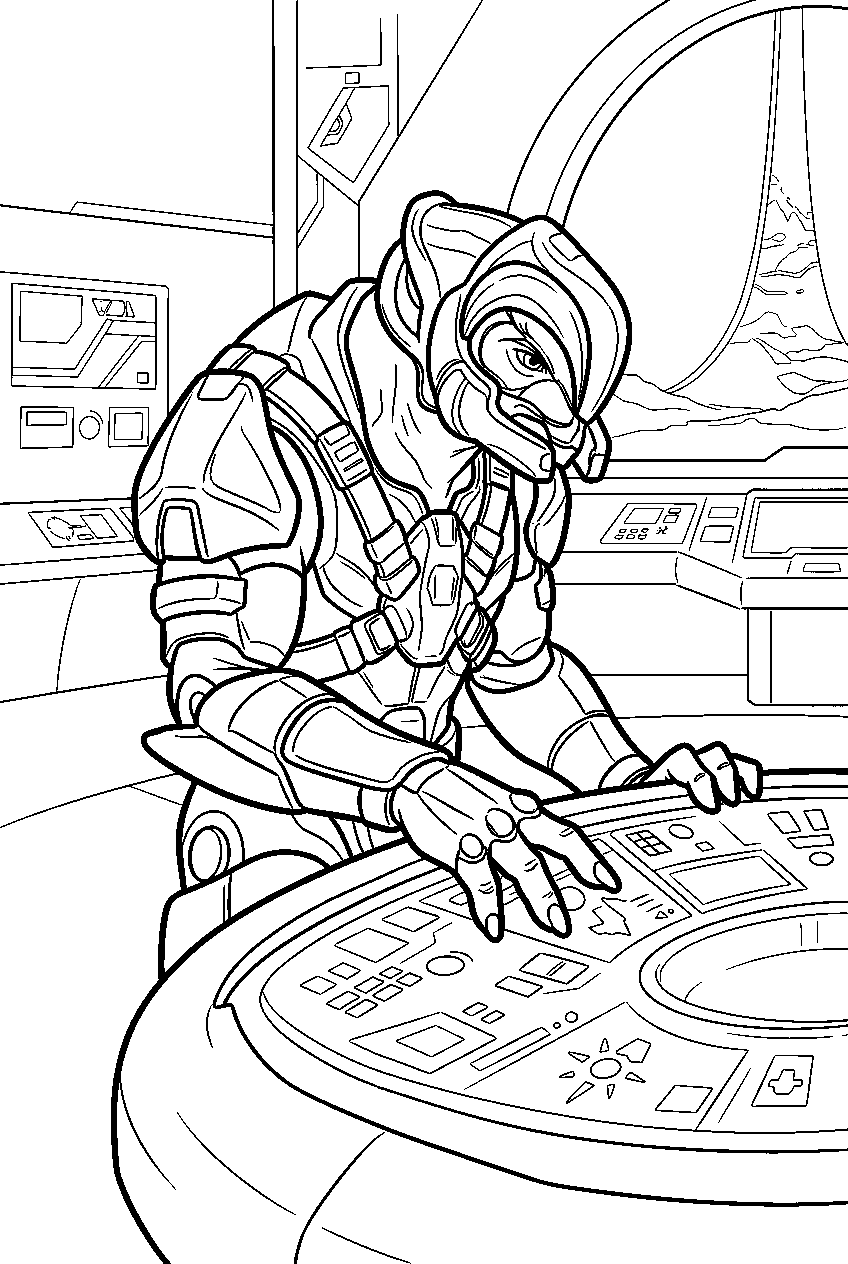 halo arbiter in ark control room activating controls line art