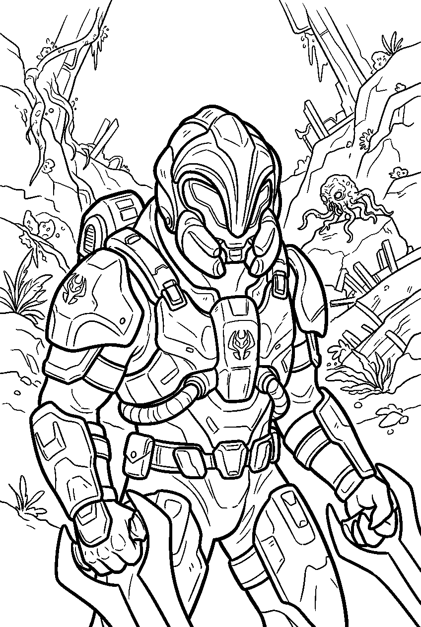 halo arbiter in quarantine zone tracking the flood line art