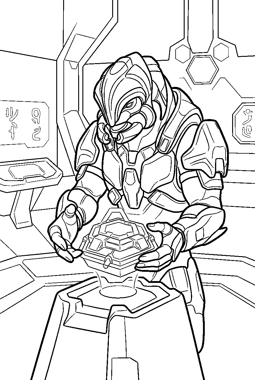 halo arbiter in sacred icon chamber recovering the index line art