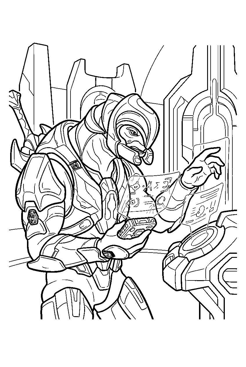 halo arbiter in the library searching records line art