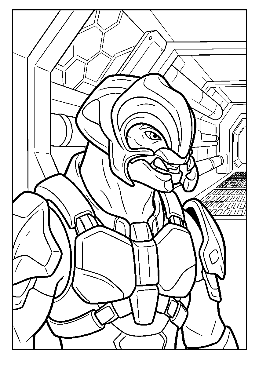 halo arbiter inside threshold gas mine searching corridors line art