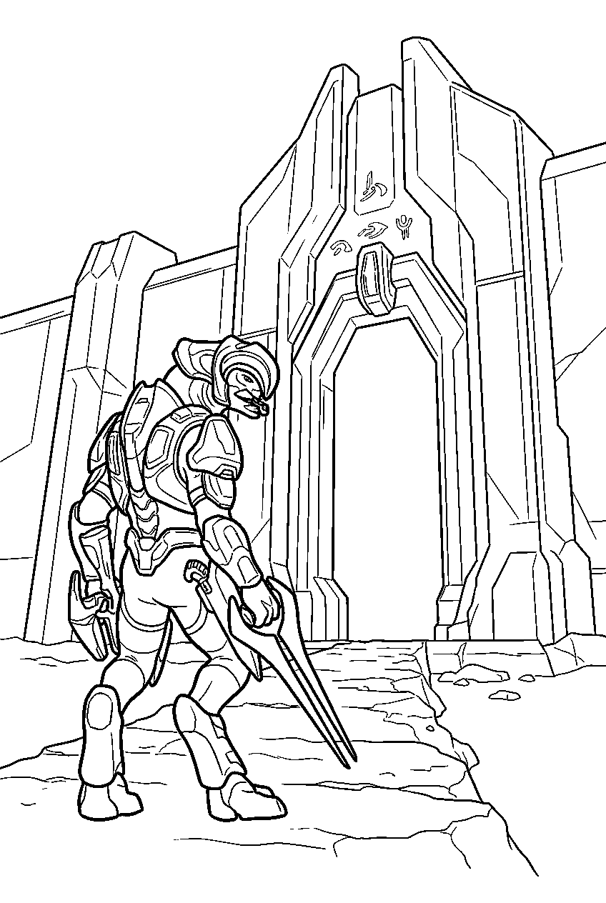 halo arbiter near ark citadel approaching the entrance line art