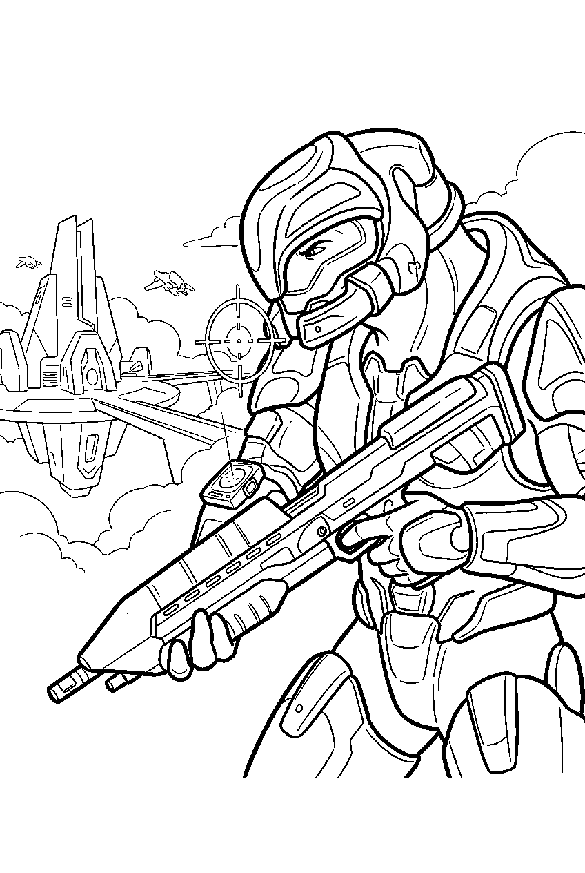 halo arbiter near forerunner gas platform tracking heretics line art