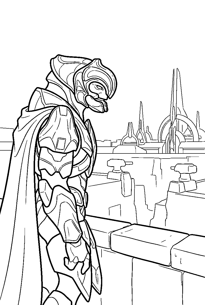 halo arbiter near sunaion temple watching defenses line art