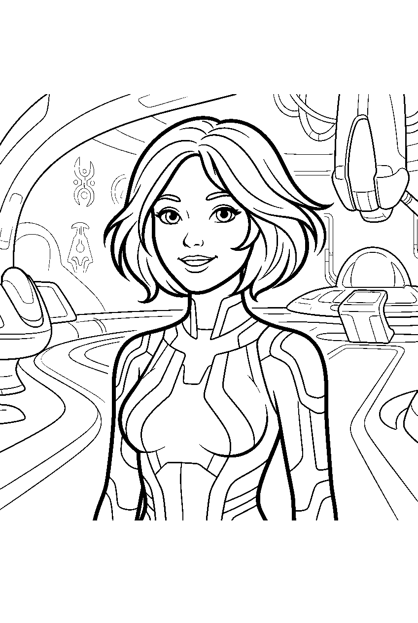 halo cortana aboard covenant cruiser line art