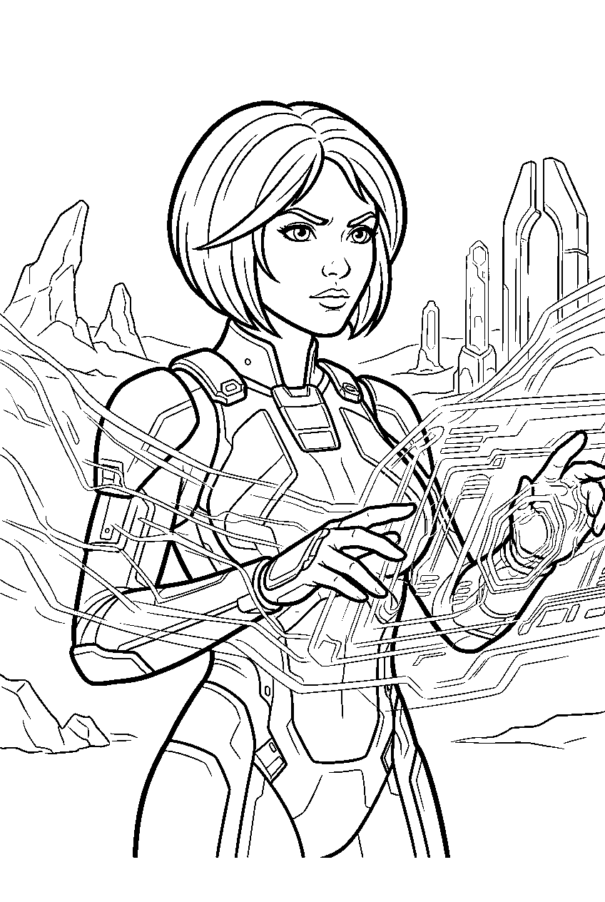 halo cortana accessing the domain on genesis line art