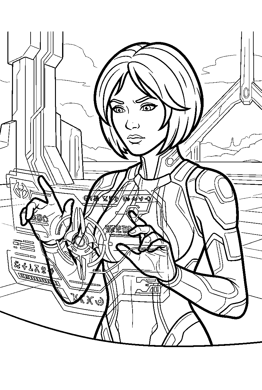 halo cortana analyzing forerunner signals on requiem line art
