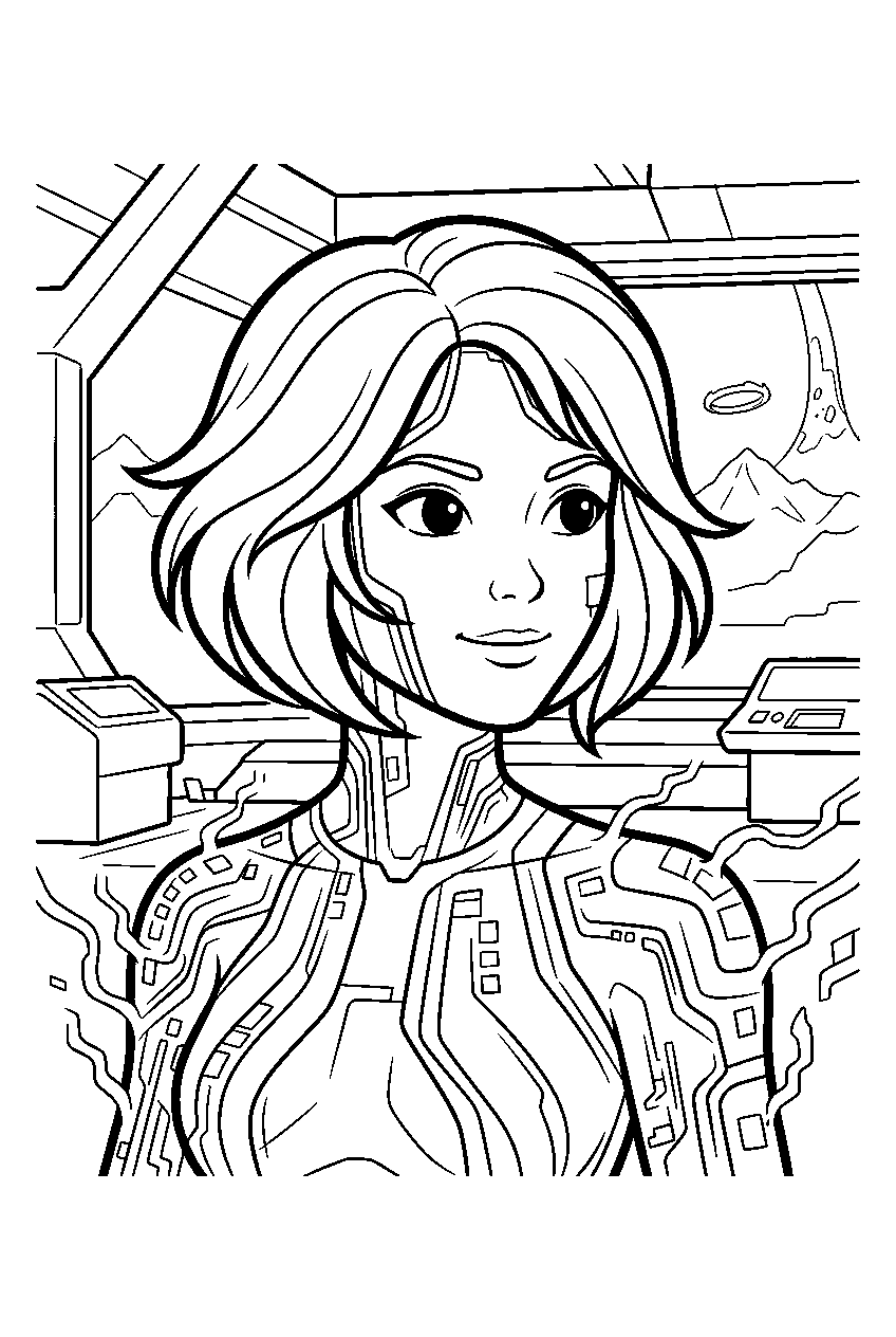 halo cortana at sword base line art