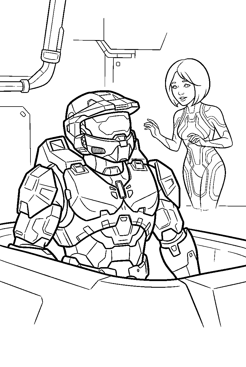 halo cortana awakening master chief aboard forward unto dawn line art