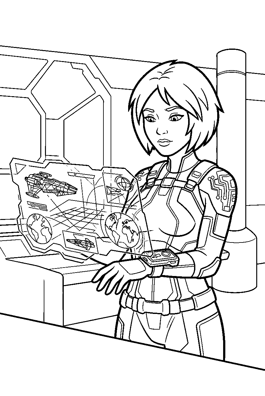 halo cortana checking battle network aboard cairo station line art