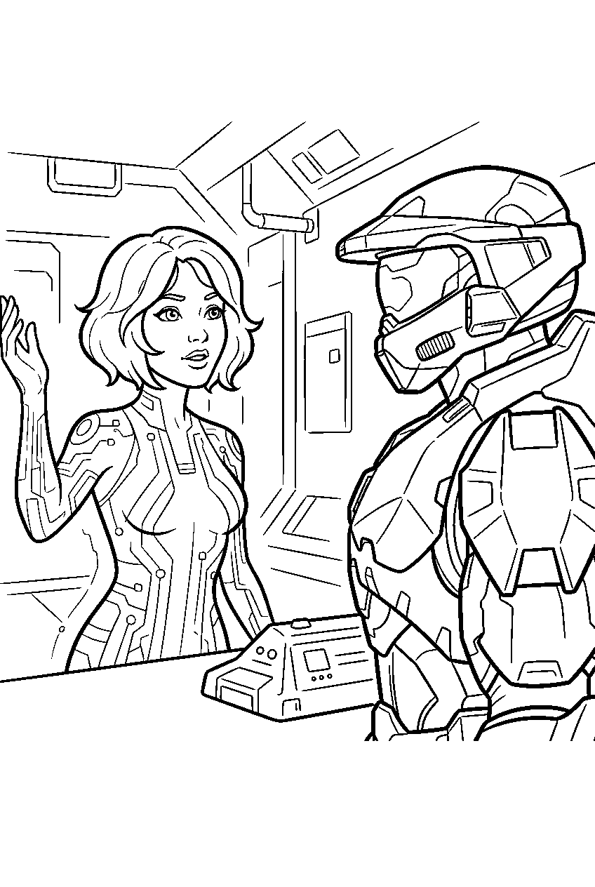 halo cortana contacting master chief aboard argent moon line art