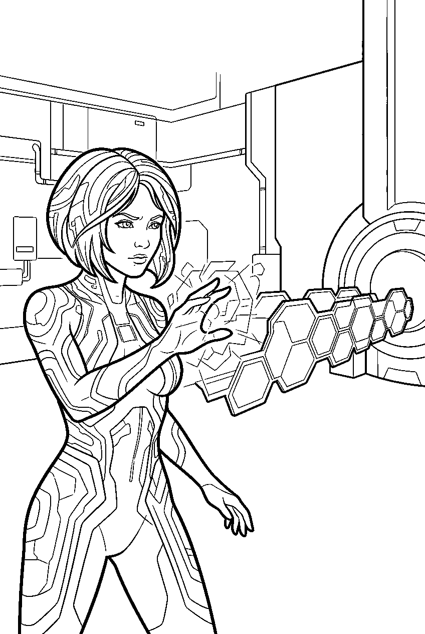 halo cortana creating hard light bridge in composer chamber line art